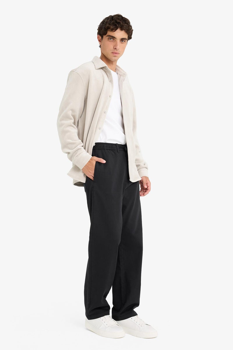 DeFacto Black Man Wide Leg Regular Hem Zip-Up Trousers Casual - Image 3